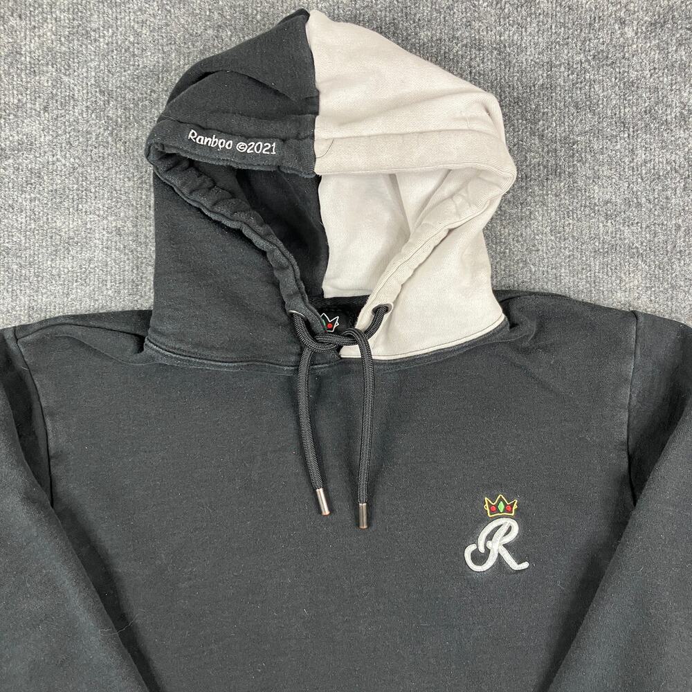 Ranboo Hoodie Mens M Black White Colorblock 2021 Crown Logo Pullover Gamer‎